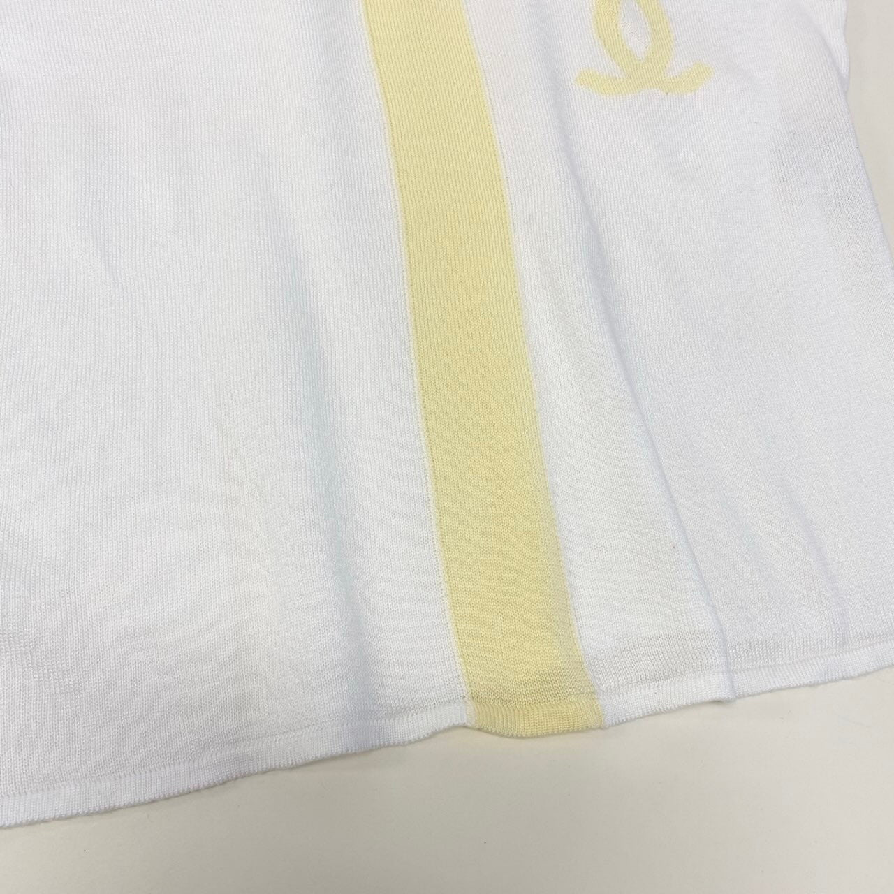 Cf9 CHANEL ノースリーブニット コットンニット ココマーク P15735V00761 42サイズ ホワイト イエロー コットン100％ レディース 女性用u02t