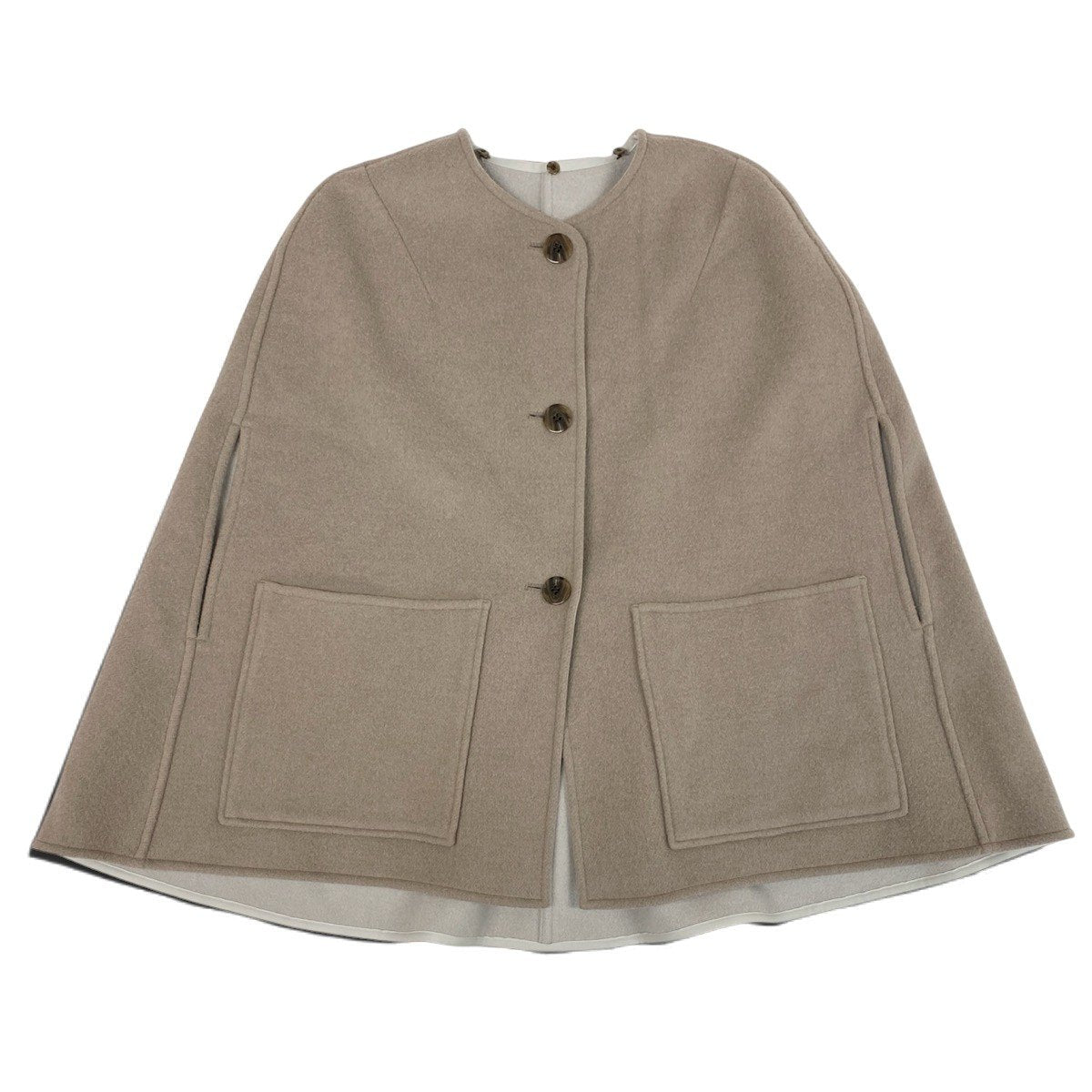 j1 LANVIN en Blue ケープコート ポンチョ コート  38 グレー系 ウール ナイロンu02t