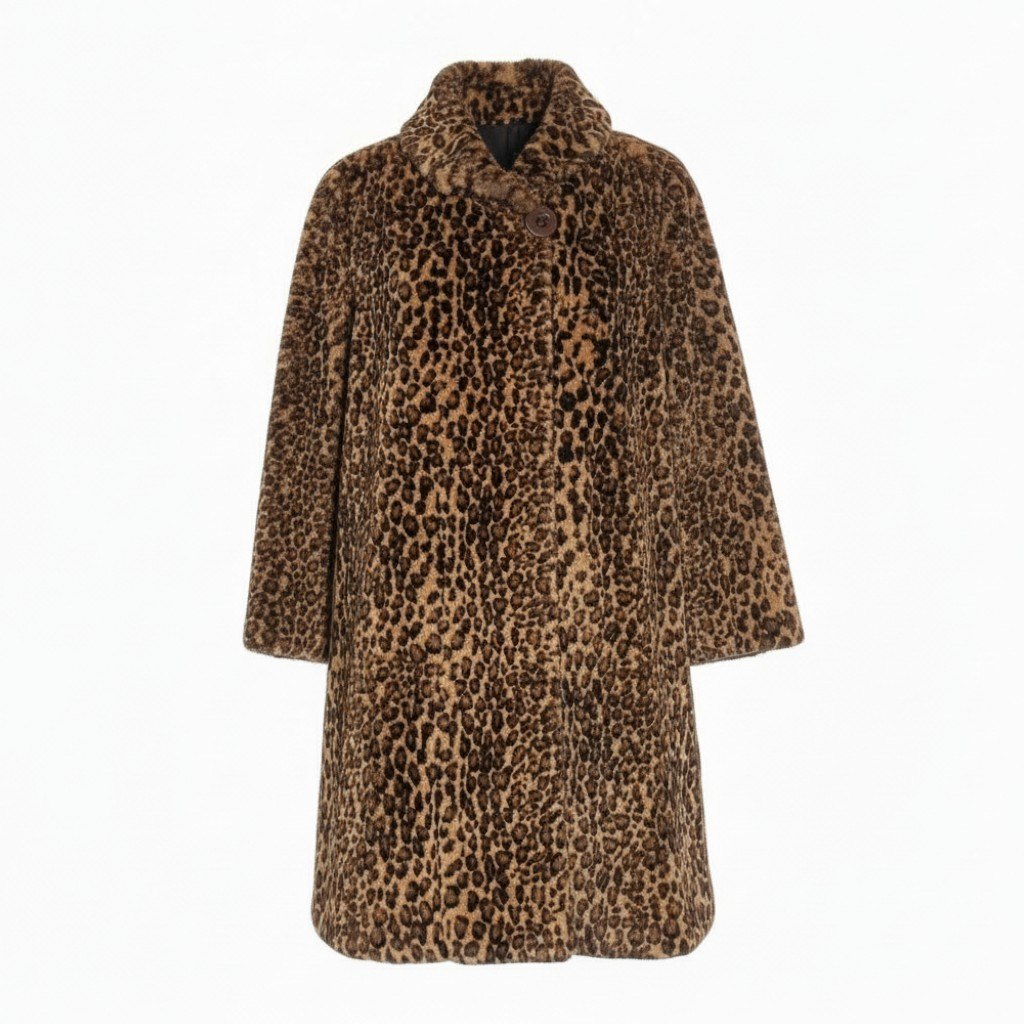 23a21 EMBA エンバ レオパード染め シェアードミンク ロングコート サイズF 茶系 本毛皮 Leopard Print Mink Fur Coatt18r