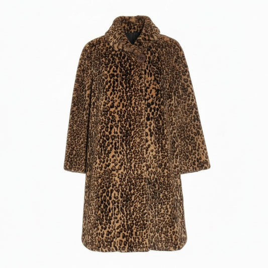 23a21 EMBA エンバ レオパード染め シェアードミンク ロングコート サイズF 茶系 本毛皮 Leopard Print Mink Fur Coatt18r