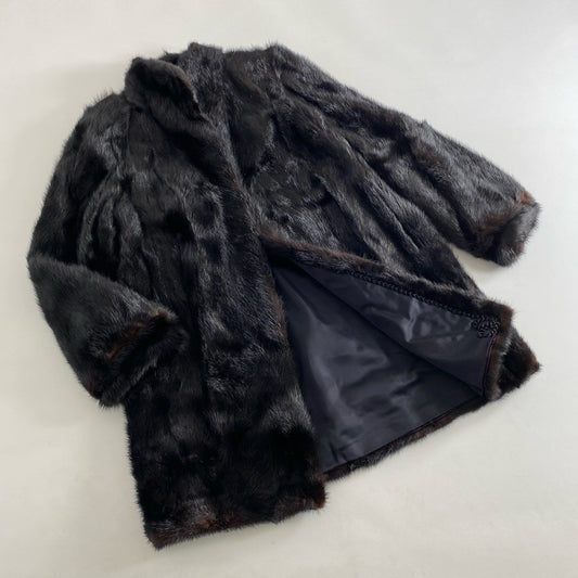 16h15 【本毛皮】ブラックミンク 毛皮コート ミンクコート サイズ11 ブラック ミンクファー レディース 婦人 MINK FUR