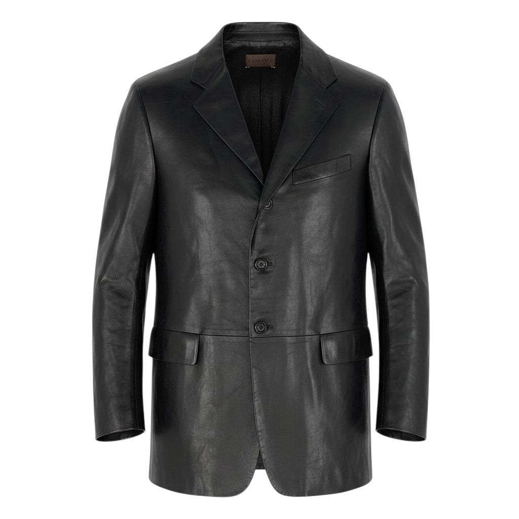23e14 LOEWE ロエベ レザージャケット テーラードジャケット 3B 50サイズ ブラック レザー100％ メンズ 男性用k02i
