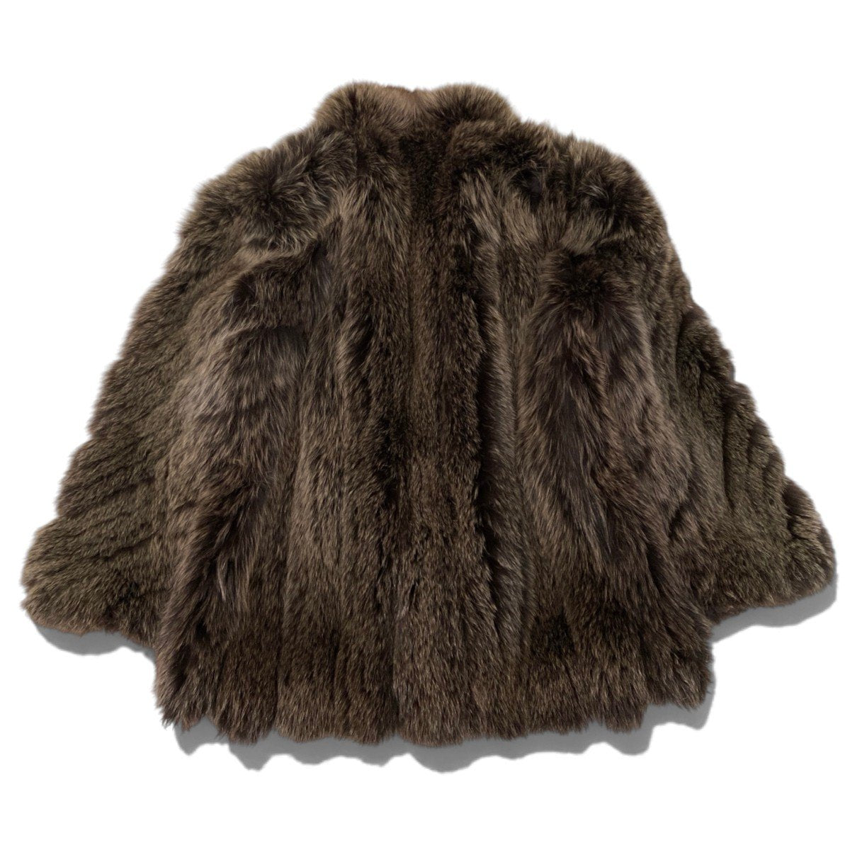 64i16 シルバーフォックス ファーコート サイズ13 茶系 本毛皮 Fox Fur Coat リアルファーt18r