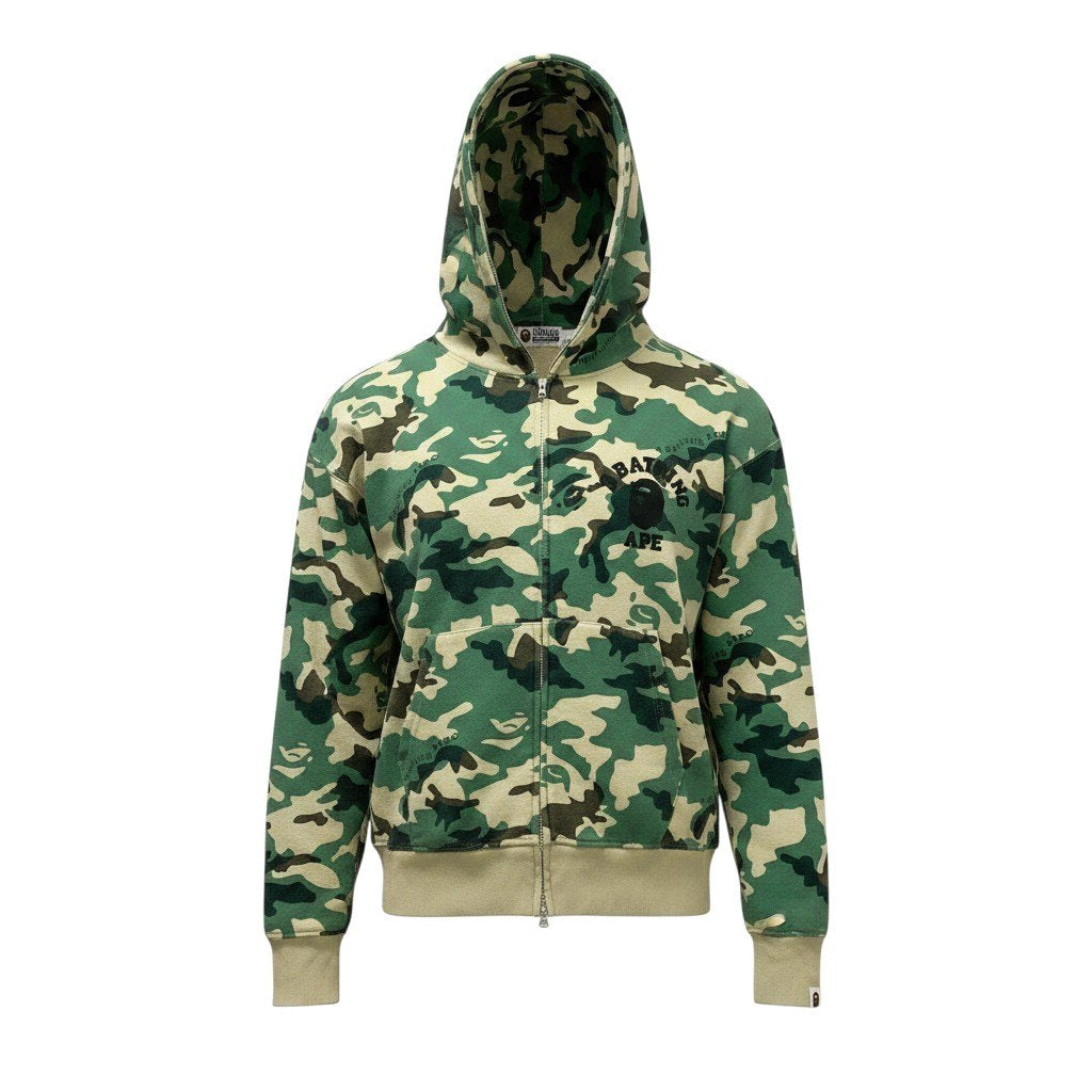 32e16 ABathing Ape アベイシングエイプ WOODLAND CAMO フルジップフーディー パーカー 001ZPJ301006M Lサイズ グリーン ベージュ コットン100％ メンズ 男性用t18r