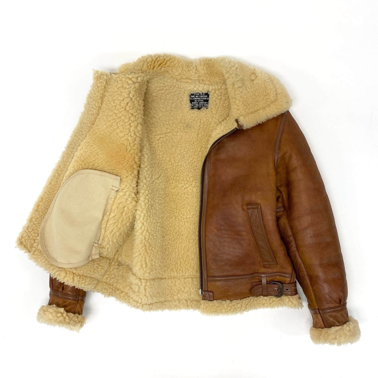35j22 AVIREX アヴィレックス B-3 ヤンキーギャル ボア フライトジャケット 6151094 38 ブラウン YANKEE GAL ムートン アメカジt18r
