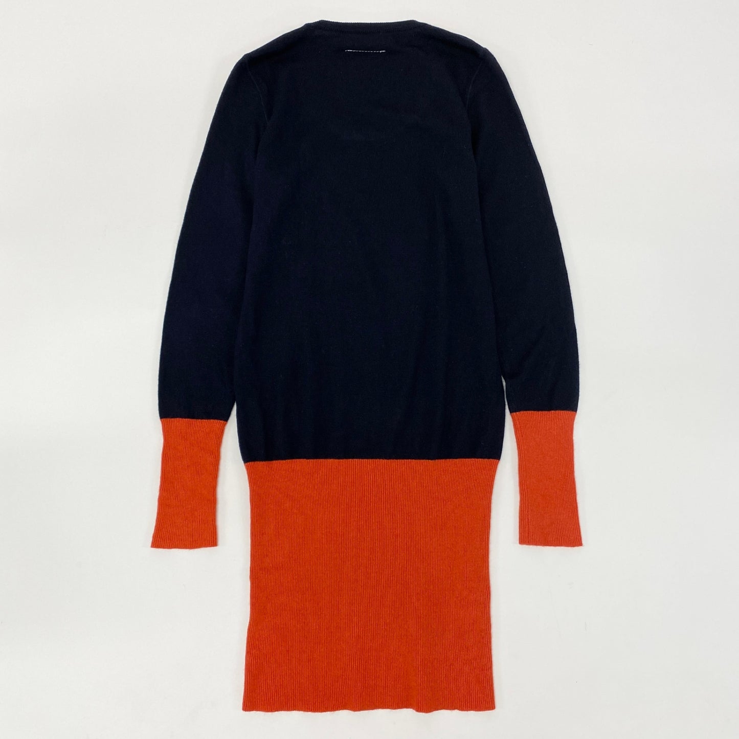 17k9 MM6 Maison Margiela エムエムシックス メゾンマルジェラ バイカラー 長袖ニット ワンピース ドレス イタリア製 Mサイズ ネイビー オレンジ ウール カシミヤ アンゴラ レディースo07t