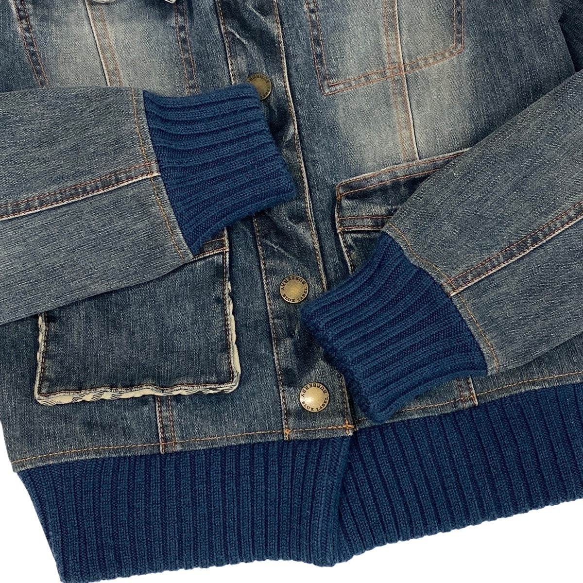h17 BURBERRY BLUE LABEL クロップドデニムジャケット リブ付き 38サイズ インディゴ レディース 女性用k02i