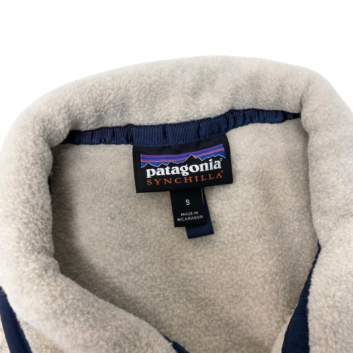 37j16 patagonia パタゴニア SYNCHILLA シンチラ スナップT プルオーバー 2551FA22 サイズS オートミール/ネイビー ポリエステル100％ メンズo07t