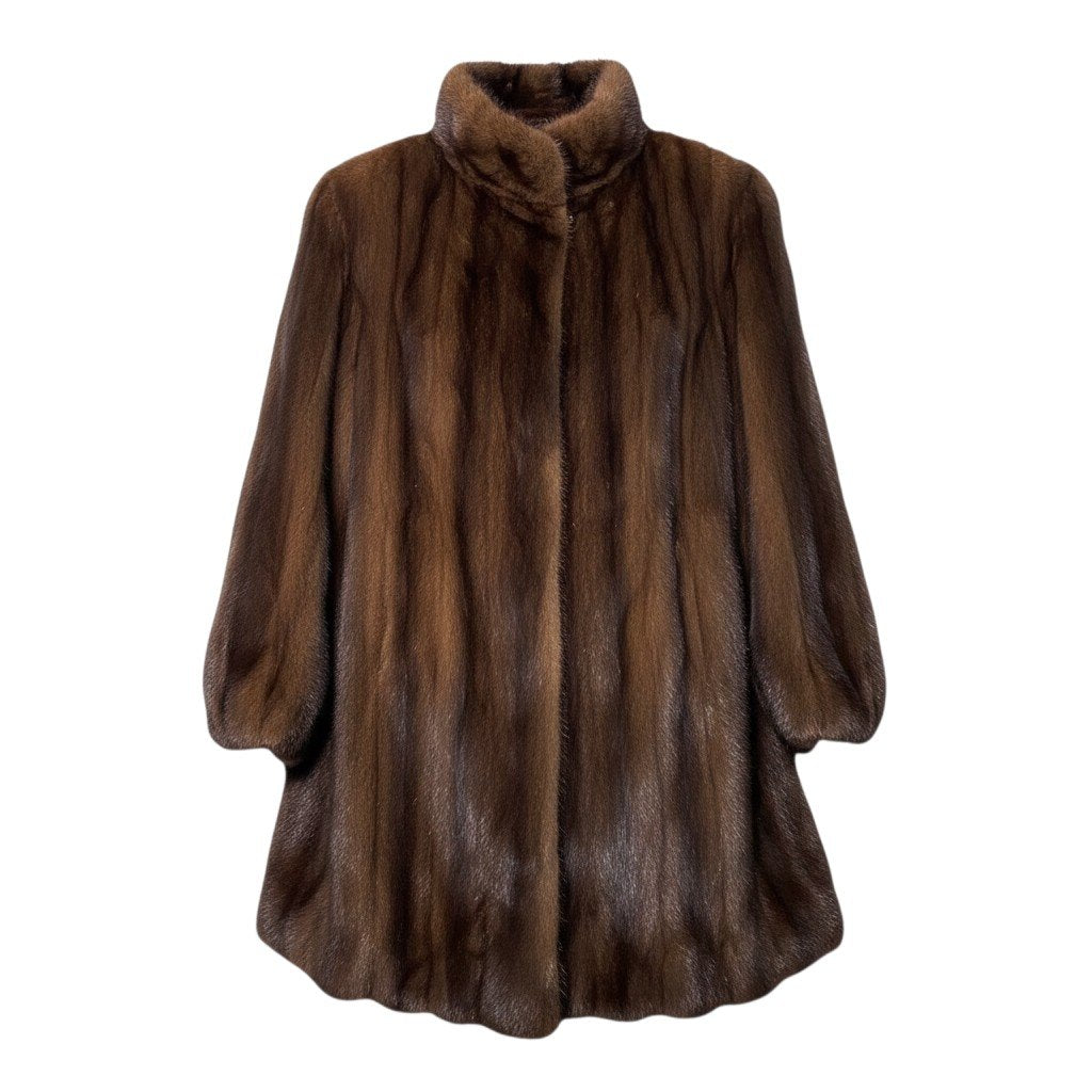 58i20 デミバフミンク ファーコート サイズF ブラウン 本毛皮 Mink Fur Coat リアルファーt18r