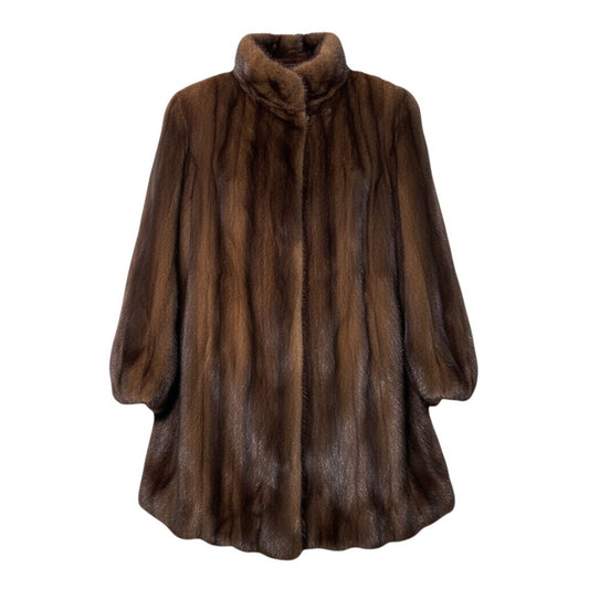 58i20 デミバフミンク ファーコート サイズF ブラウン 本毛皮 Mink Fur Coat リアルファーt18r