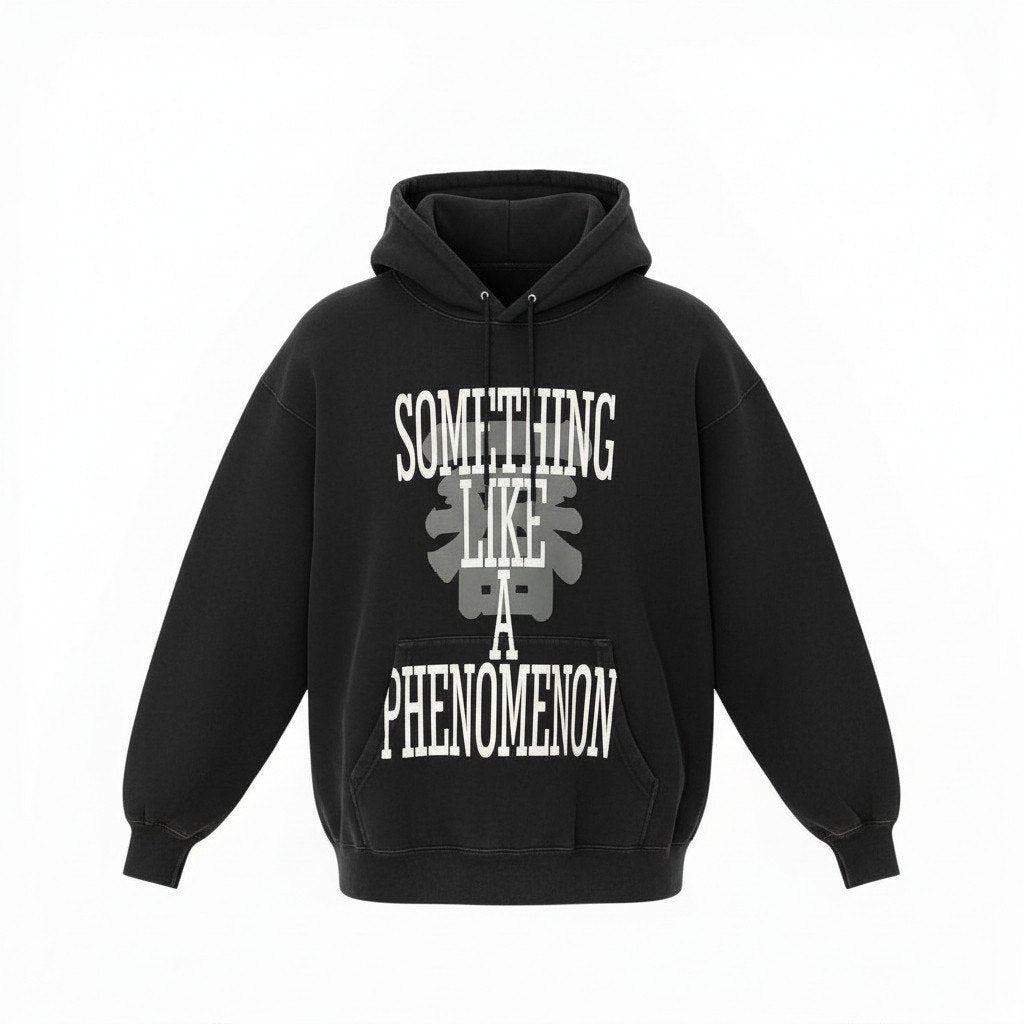 63a12 PHENOMENON フェノメノン スウェットパーカー フーデット プルオーバー フロントプリント 長袖 メンズ PH-011 XL ブラック コットン100％o07t