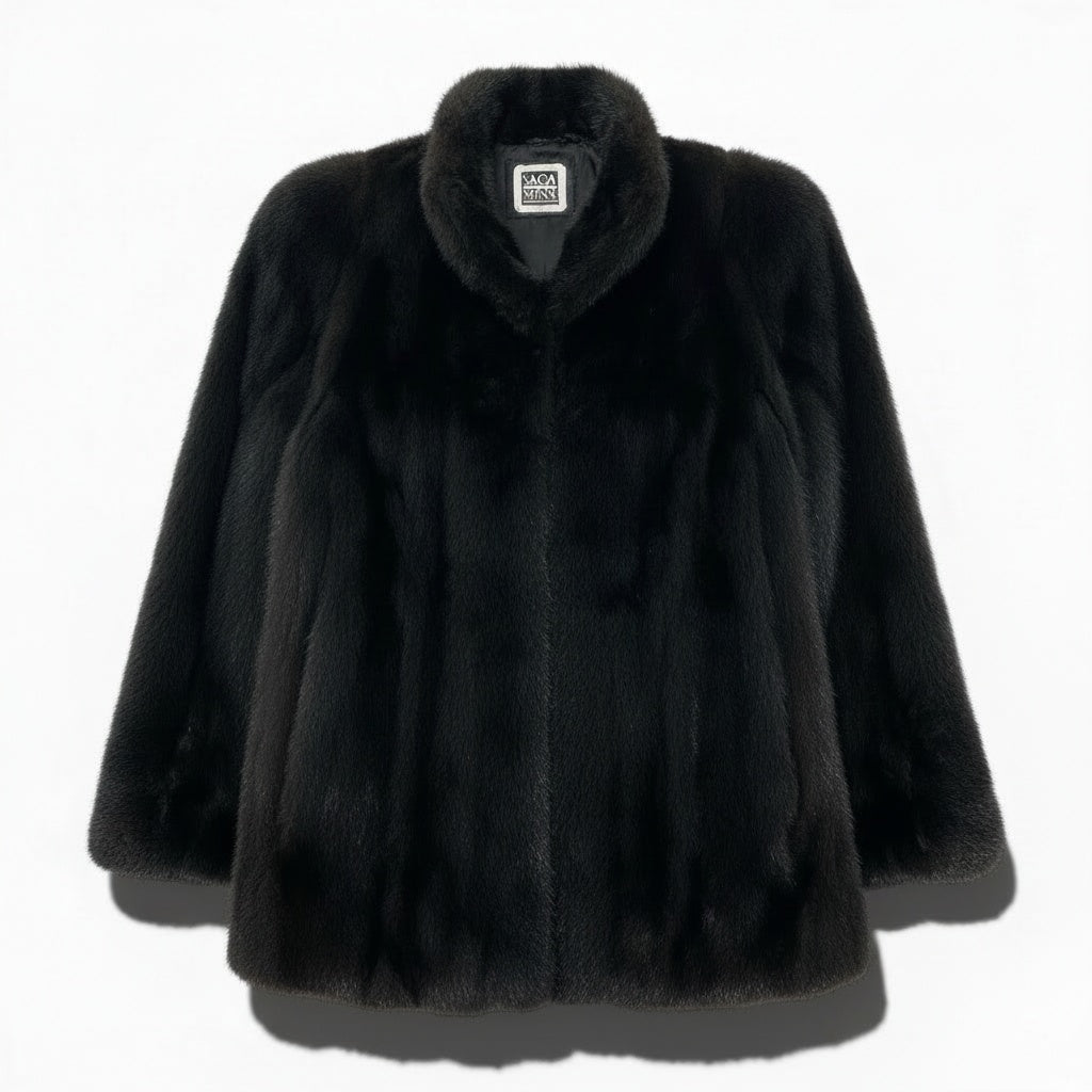 68a24 SAGA MINK サガミンク 銀サガ ダークミンク ファーコート サイズ11 ブラック 最高級本毛皮 Mink Fur Coatt18r