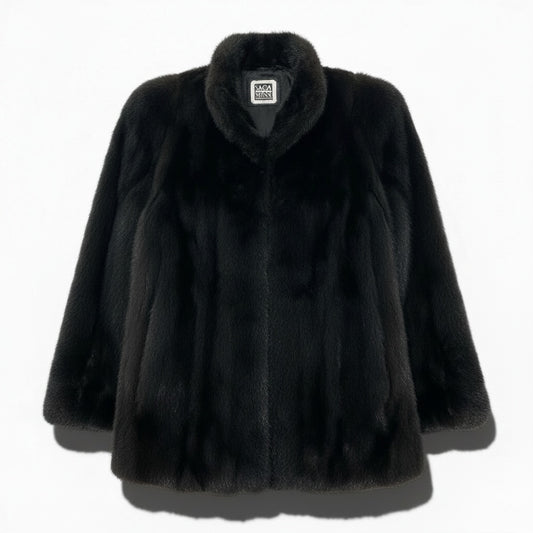 68a24 SAGA MINK サガミンク 銀サガ ダークミンク ファーコート サイズ11 ブラック 最高級本毛皮 Mink Fur Coatt18r
