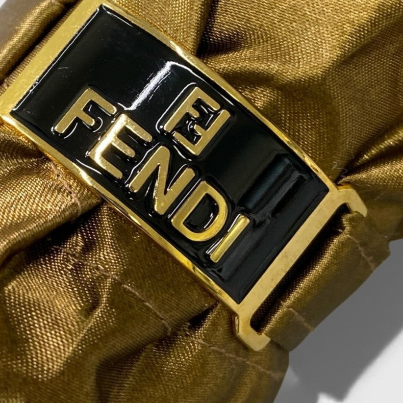 a6 FENDI フェンディ ズッカ柄 折り畳み傘 雨傘 ズッキーノ ムーンバット ゴールド レディースk02i