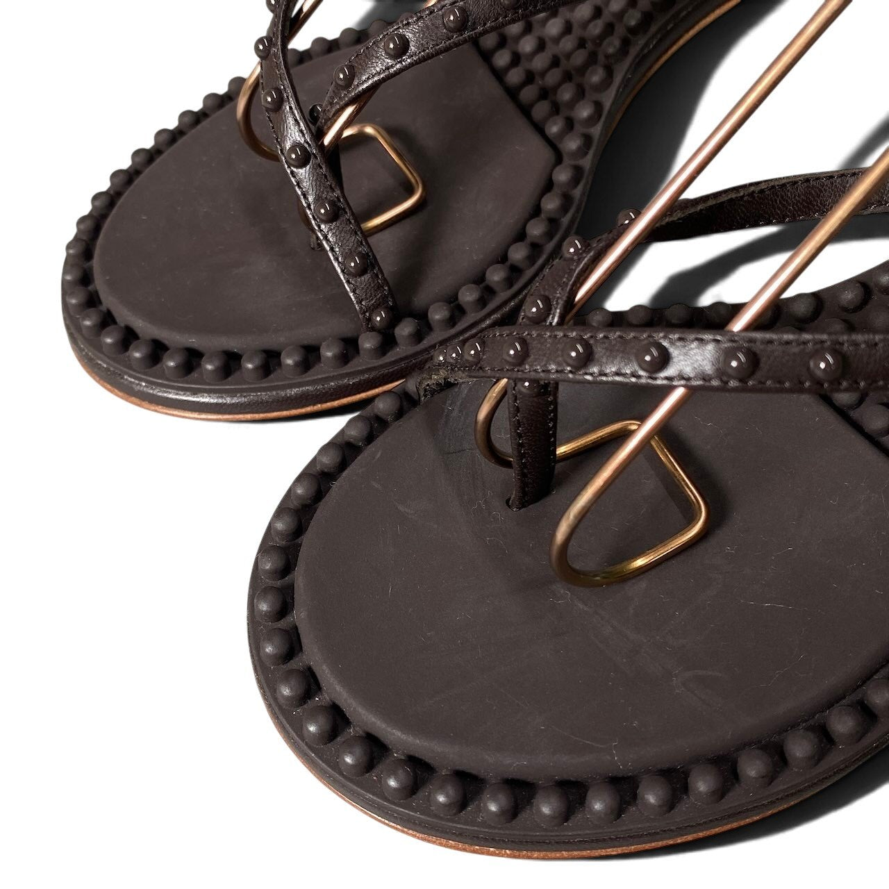 h10 【美品】BOTTEGA VENETA ラグーンバブル トングサンダル イタリア製 36 1/2サイズ ダークブラウン レザー レディース 女性用k02i