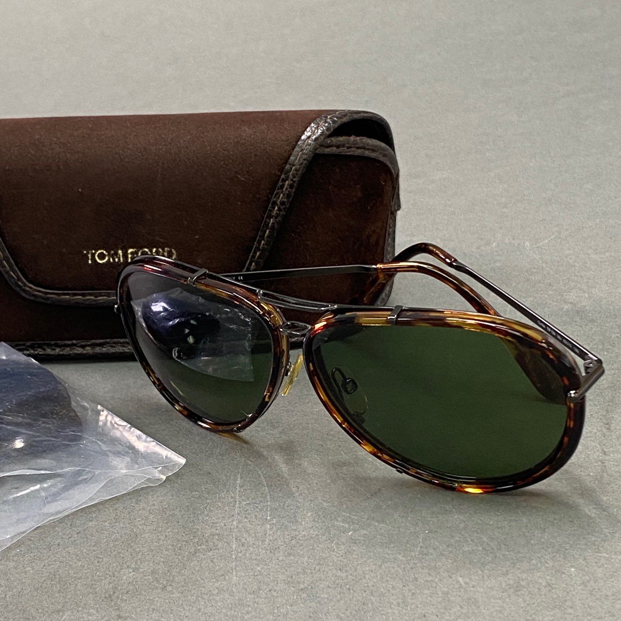 a20 TOM FORD トムフォード CYRILLE TF109 ティアドロップ サングラス 63□10 ブラウン グリーン イタリア製 アイウェア 眼鏡