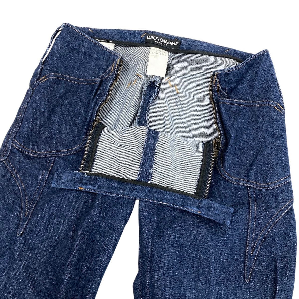 Ei20 DOLCE＆GABBANA ドルチェアンドガッバーナ 2002ss バタフライ デニム フレアパンツ 42 インディゴブルー コットン アーカイブu02t