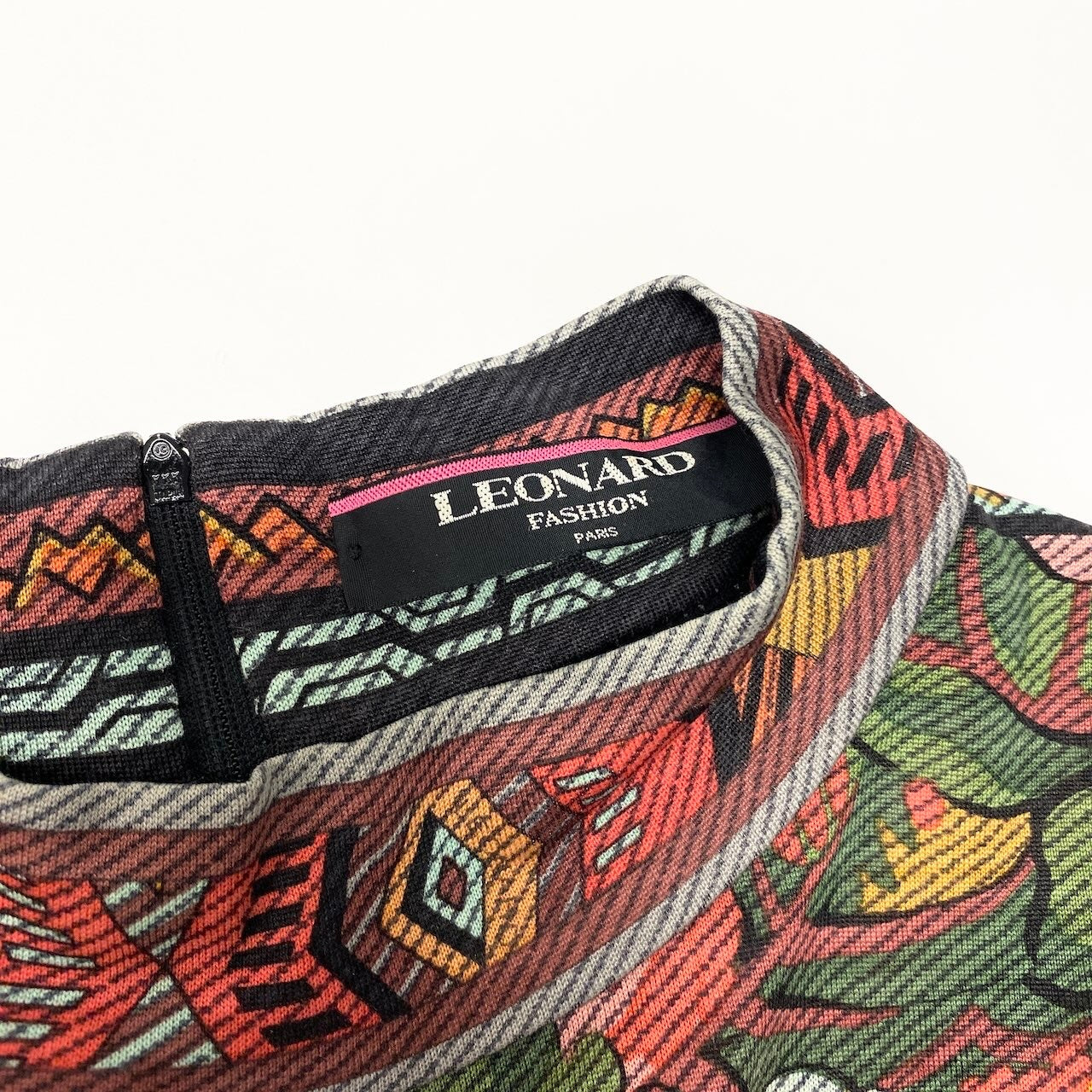 22d11 LEONARD FASHION レオナール ロングワンピース 長袖ワンピース 花柄プリント 総柄 ウールシルク混 LL マルチカラー レディース 女性用o07t