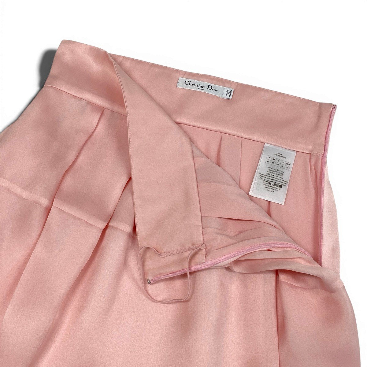 Eg10 【美品】 Christian Dior クリスチャンディオール バルーンスカート ミディ丈 サイズ40 フランス製 ピンク シルク100％ レディースk02i