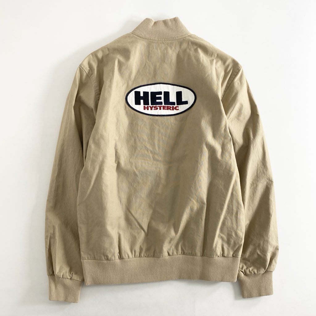 27f20 【美品】 HYSTERIC GLAMOUR ヒステリックグラマー HELL バックロゴ ワッペン ブルゾン ライトアウター サイズL ベージュ