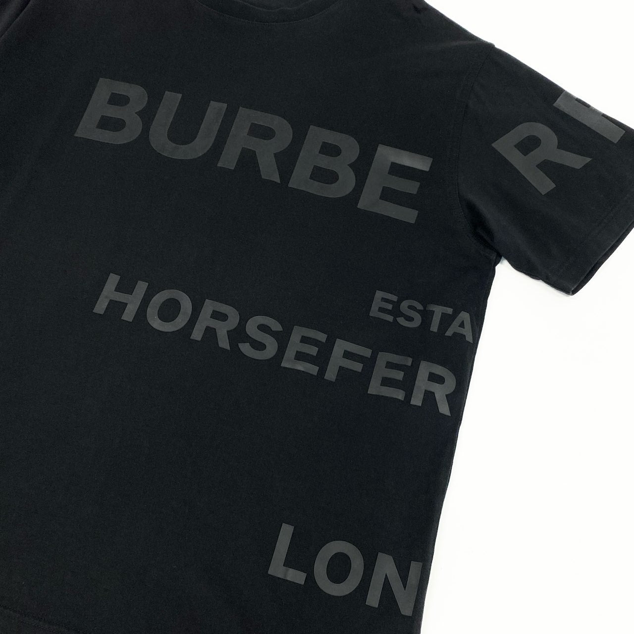 Id10 BURBERRY バーバリー ホースフェリープリントTシャツ 半袖カットソー トップス 8032299 M ブラック コットンu02t