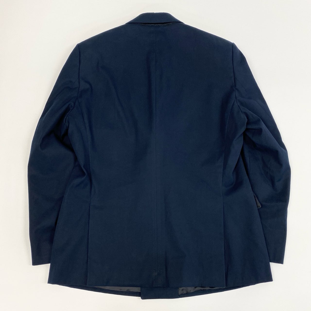 46j3 PRADA プラダ イタリア製 ダブルプレスト ピークドラペル テーラードジャケット ブレザー UGA010 50 Lサイズ相当 ネイビー コットン カシミヤ メンズo07t