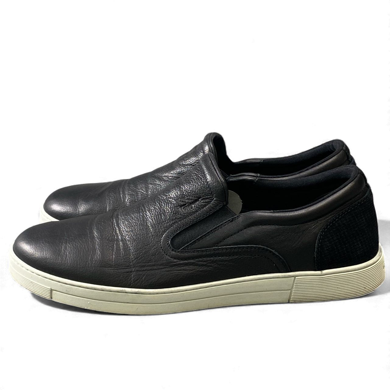 2L15 Salvatore Ferragamo サルヴァトーレフェラガモ 本革レザー スリッポン レザーシューズ スニーカー サイズ9EEE ブラック レザー メンズ 男性用 靴k02i