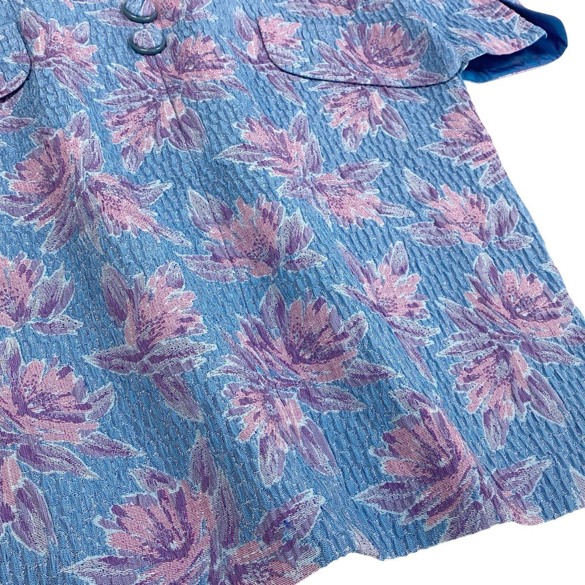 Eg13 Christian Dior クリスチャンディオール ノーカラー 花柄ワンピース サイズ17 ブルー ピンク パープル レディース 女性用o07t