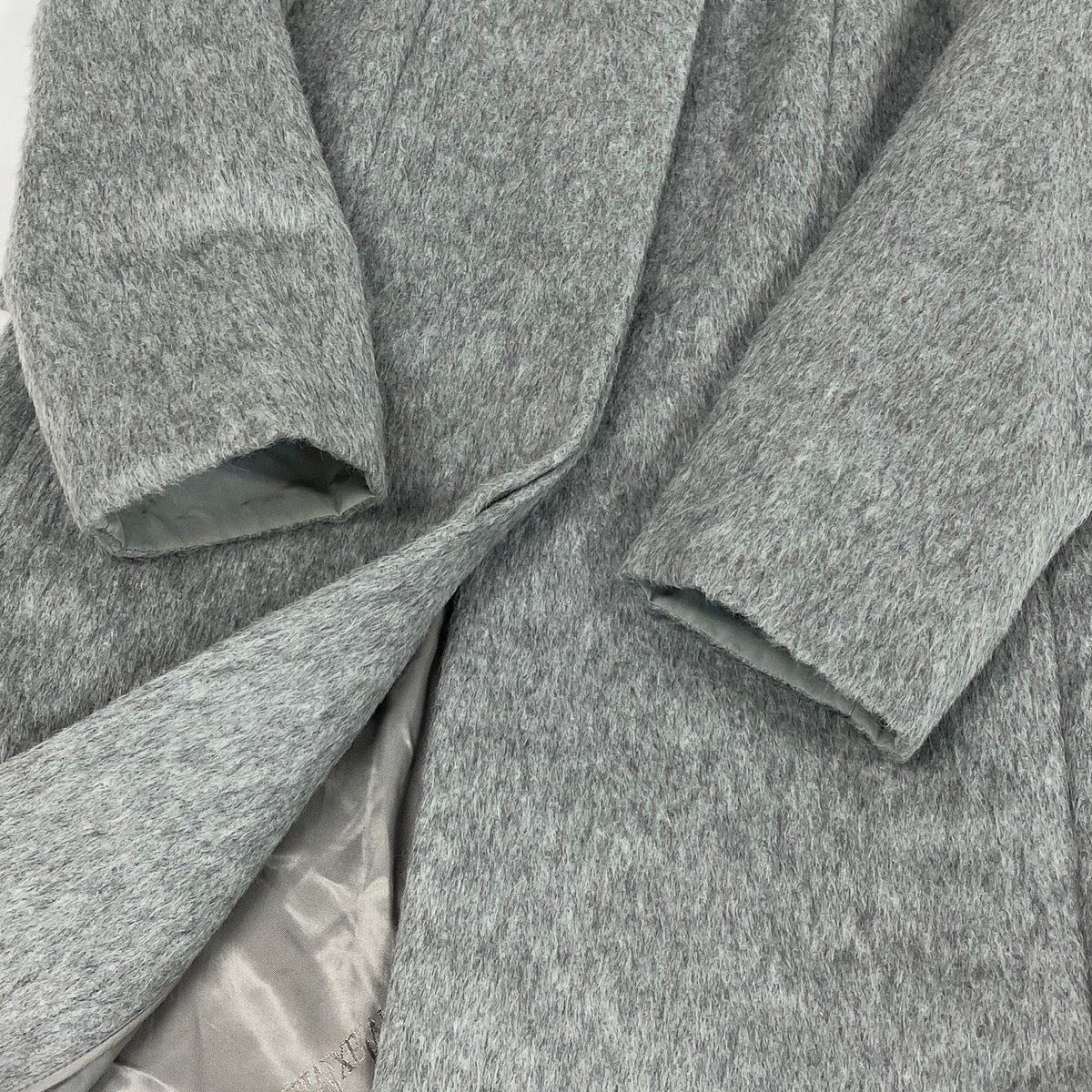 Ej15 【極美品】 Max Mara マックスマーラ 白タグ ステンカラーコート アルパカ混 シャギー サイズ38 グレー レディースu02t