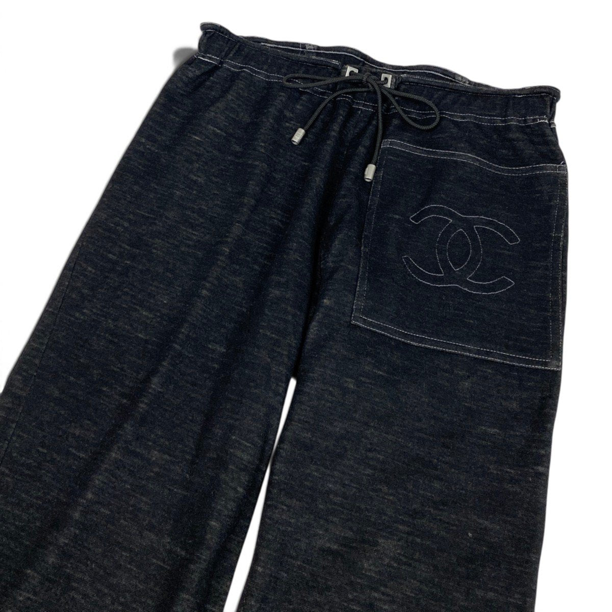 Ci4 【美品】CHANEL ココマーク コットンウールパンツ P21695 38サイズ ダークグレー レディース 女性用u02t