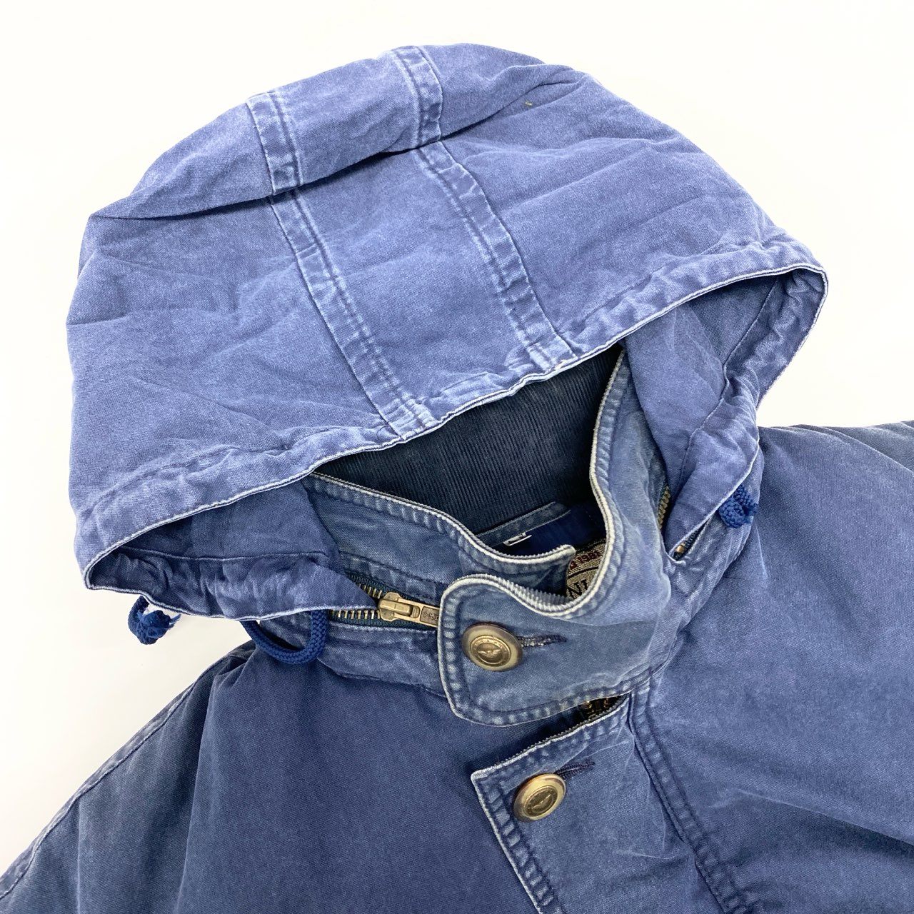 27j22 ARMANI JEANS アルマーニジーンズ ミリタリーコート ミリタリージャケット 90’s アーカイブ フーディー 48サイズ ネイビー メンズu02t