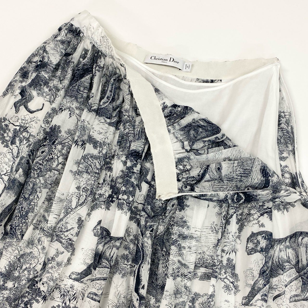 Ed6 Christian Dior クリスチャンディオール トワル ドゥ ジュイ ミディスカート コットンモスリン サイズI42 ネイビーta1