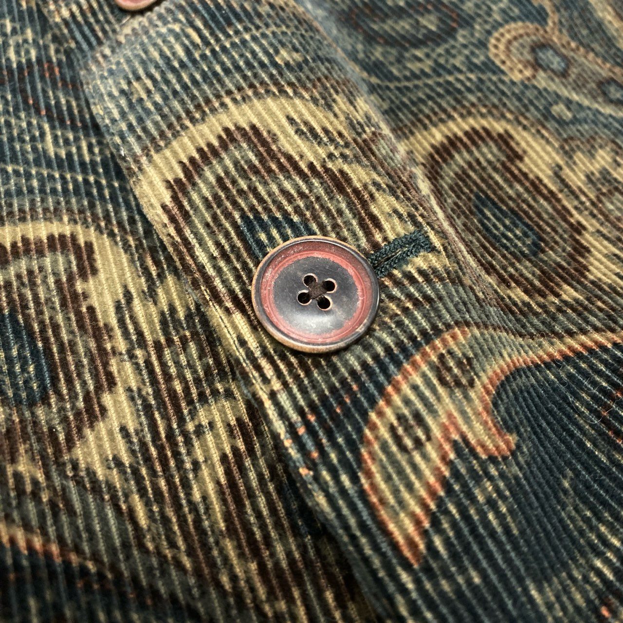 30K18 ETRO エトロ イタリア製 テーラードジャケット コーデュロイジャケット ペイズリー柄 裏地総柄 メンズ 紳士服 48 ダークグリーン系u02t