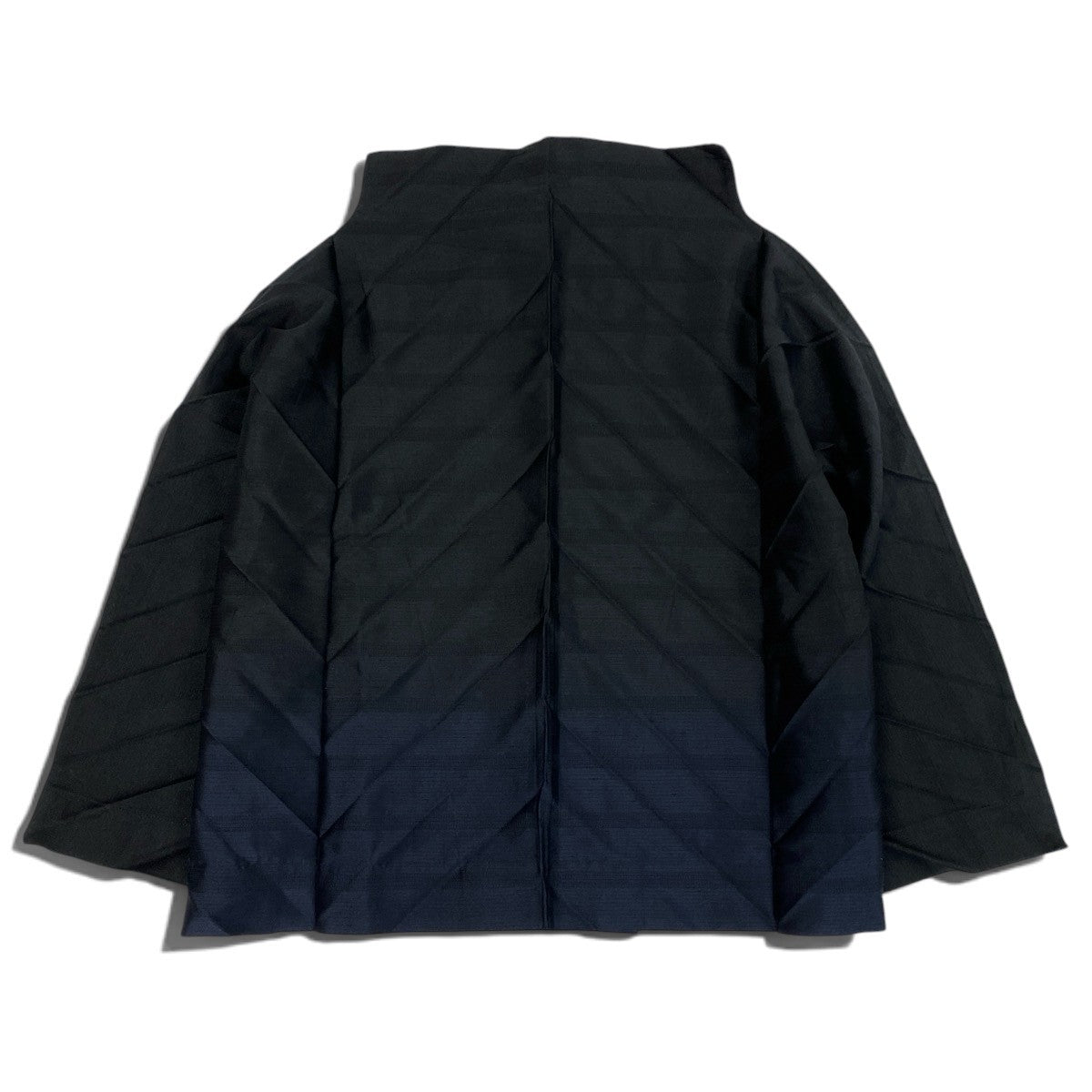 Ai3 ISSEY MIYAKE イッセイミヤケ 13SS プリーツ ジャガード加工 ジャケット 長袖シャツ サイズ2 ブラック ネイビー レディースo07t