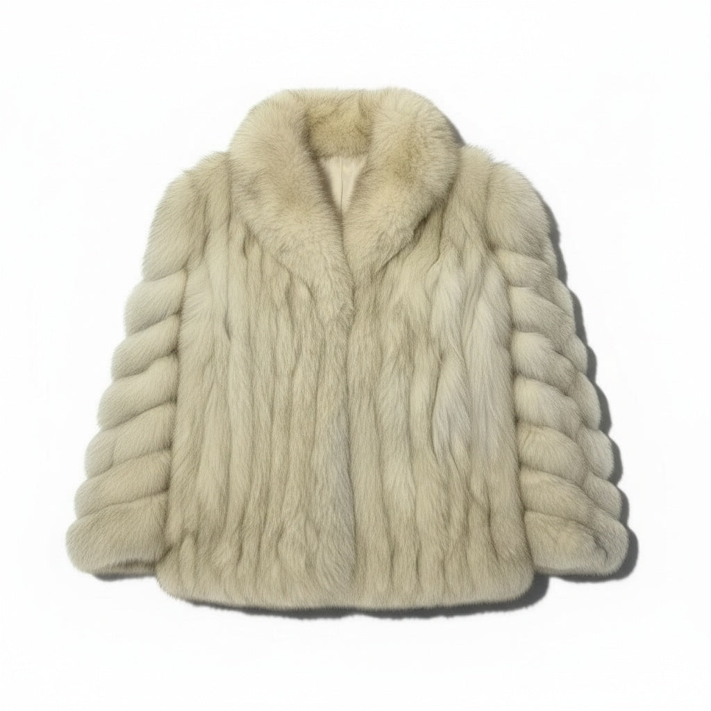 84a14 ブルーフォックス フォックスコート 毛皮コート 袖斜め段 9 ホワイト フォックスファー ジャケットt18r