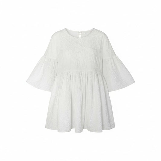 11ｋ28 CECILIE BAHNSEN セシリーバンセン フラワー エンボス ブラウス 半袖シャツ トップス UK6 ホワイト レディースu02t