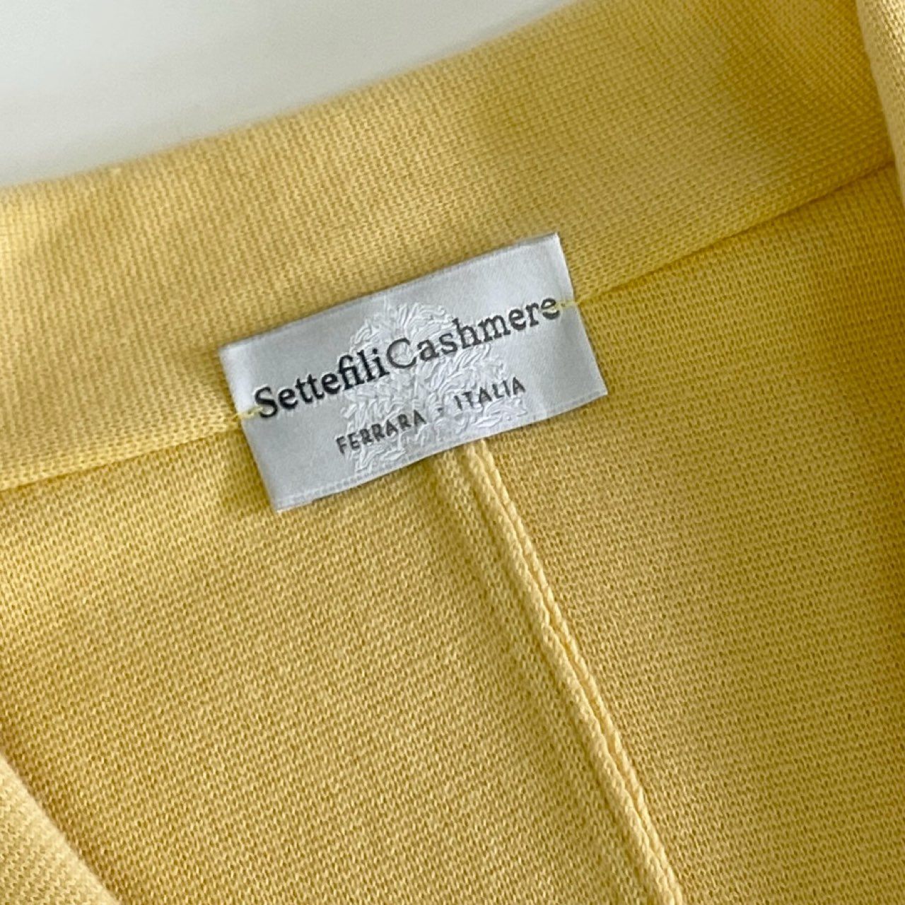 4j17 《未使用保管品》 タグ付 Settefili Cashmere セッテフィーリ カシミア ミラノリブ ニットテーラードジャケット ブレザー イタリア製 48/S イエロー コットン