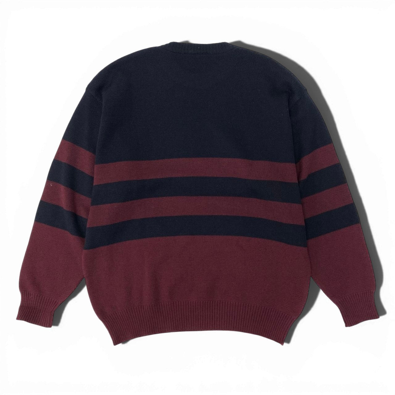 31c16 GIVENCHY ジバンシー Vintage ロングスリーブニット ニットセーター ボーダー Lサイズ ネイビー ボルドー ウール10％ メンズ 男性用o07t