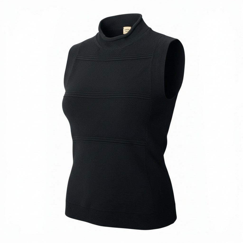 Hc5 HERMES エルメス タイトニットベスト ニット トップス サイズ34 ブラック レディース 女性用k02i