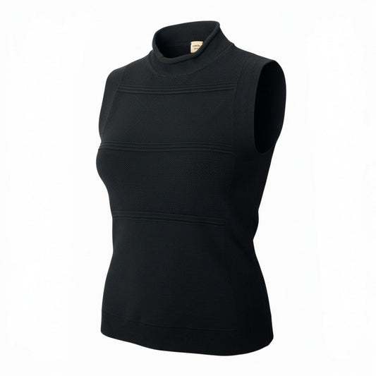 Hc5 HERMES エルメス タイトニットベスト ニット トップス サイズ34 ブラック レディース 女性用k02i