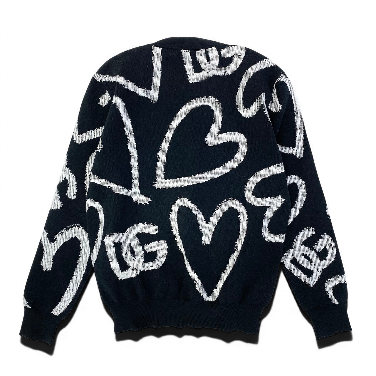 e8 《未使用品》 DOLCE&GABBANA ドルチェアンドガッバーナ ハートアイコン ニットトップ Heart Icon Knit Top サイズXS ブラック D&G ドルガバ タグ付t18r