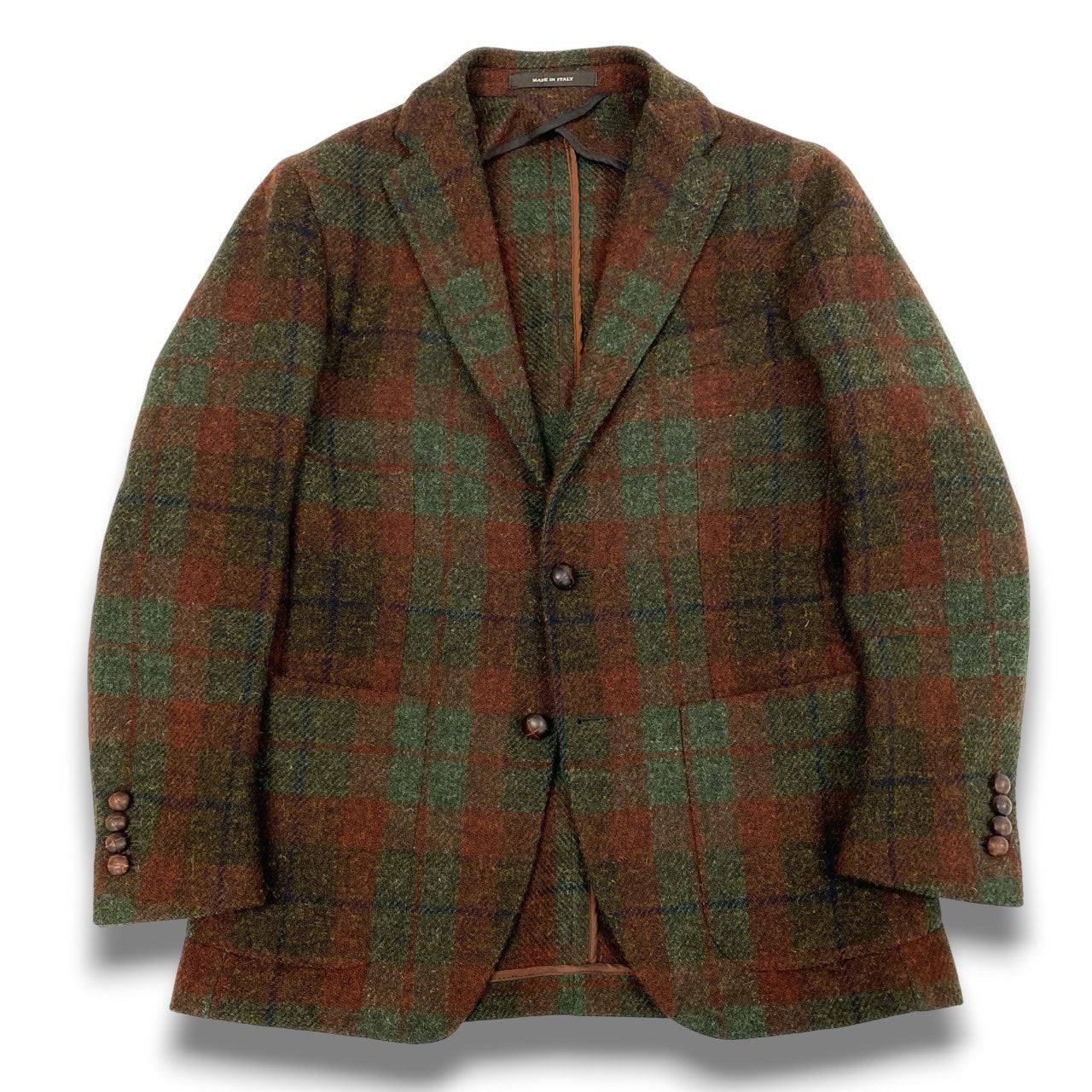 12b20 《美品》 TAGLIATORE タリアトーレ ハリスツイード生地 テーラードジャケット ツイードジャケット 44 グリーン オレンジ ウール メンズu02t