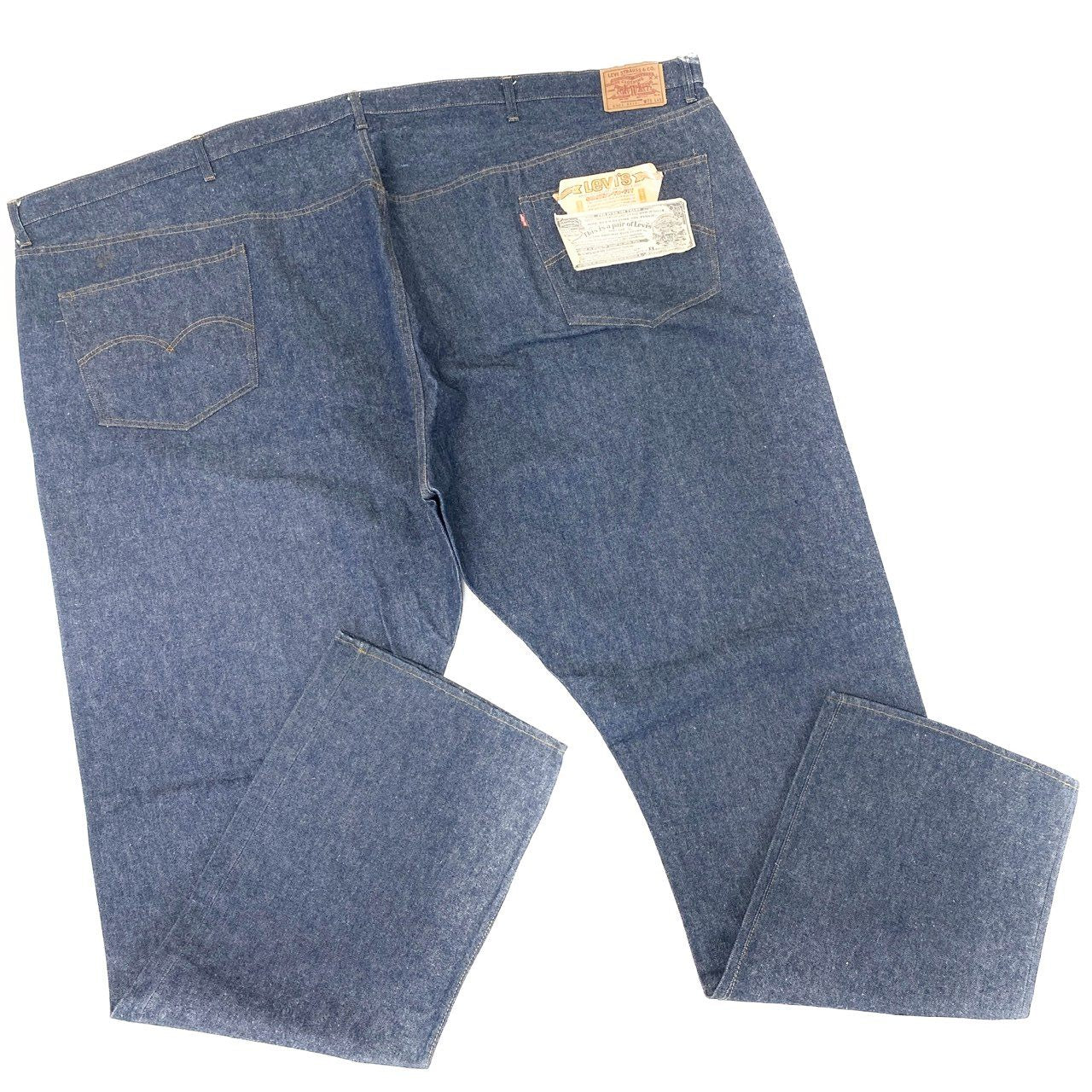 80i29 《保管品》 Levi's リーバイス 超巨大 66モデル バナー デッドストック ボタン裏6 4501-0117 W76 L45 濃紺 デニム 赤耳 タグ付き 展示t18r