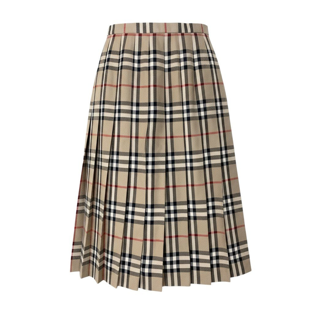 Ih10 BURBERRY バーバリー ノバチェック プリーツスカート 膝丈 ベージュ レディースo07t