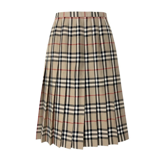 Ih10 BURBERRY バーバリー ノバチェック プリーツスカート 膝丈 ベージュ レディースo07t