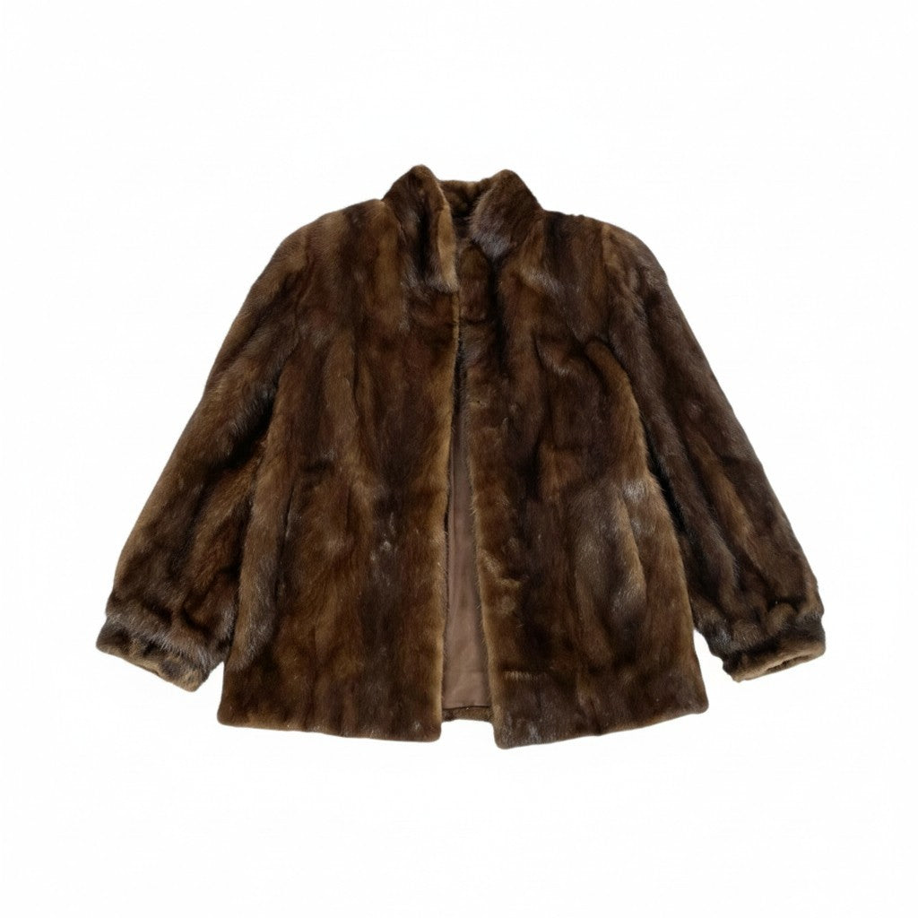 40L10 SAGA MINK サガミンク 銀サガ マホガニーミンク ファーコート サイズ13号 ブラウン 最高級本毛皮 MINK FUR ポケット有t18r