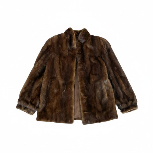 40L10 SAGA MINK サガミンク 銀サガ マホガニーミンク ファーコート サイズ13号 ブラウン 最高級本毛皮 MINK FUR ポケット有t18r