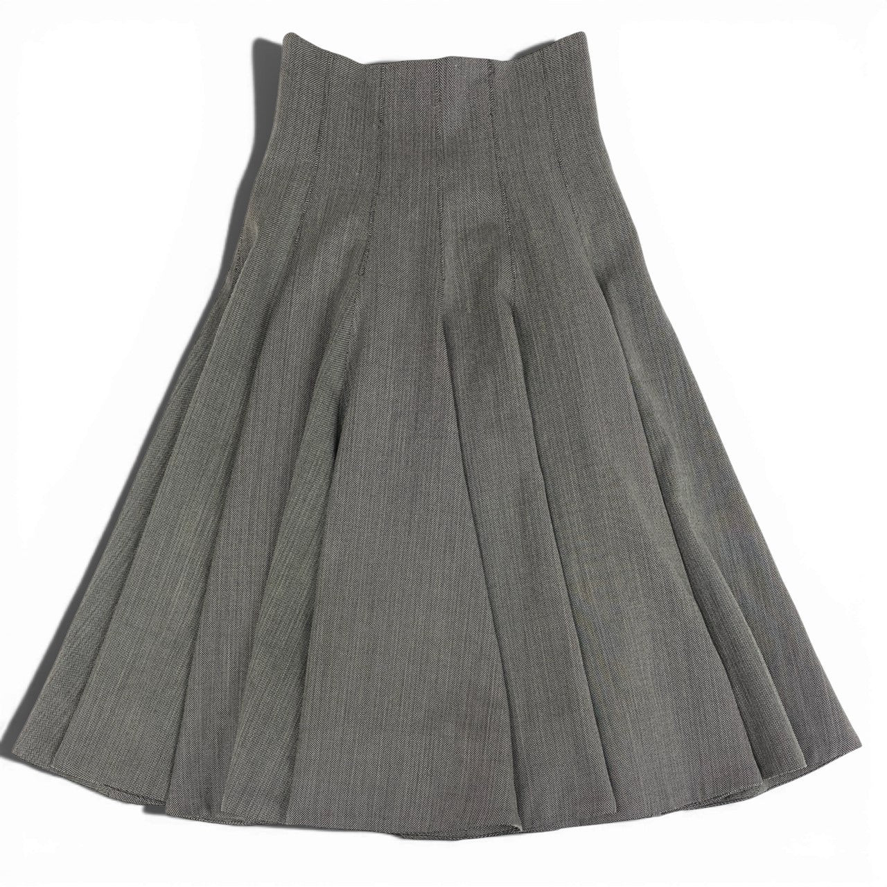 12a23 Alexander McQueen アレキサンダーマックイーン 立体プリーツ ロングスカート フレアスカート バスストップ期 40 グレー ウール レディース アーカイブu02t