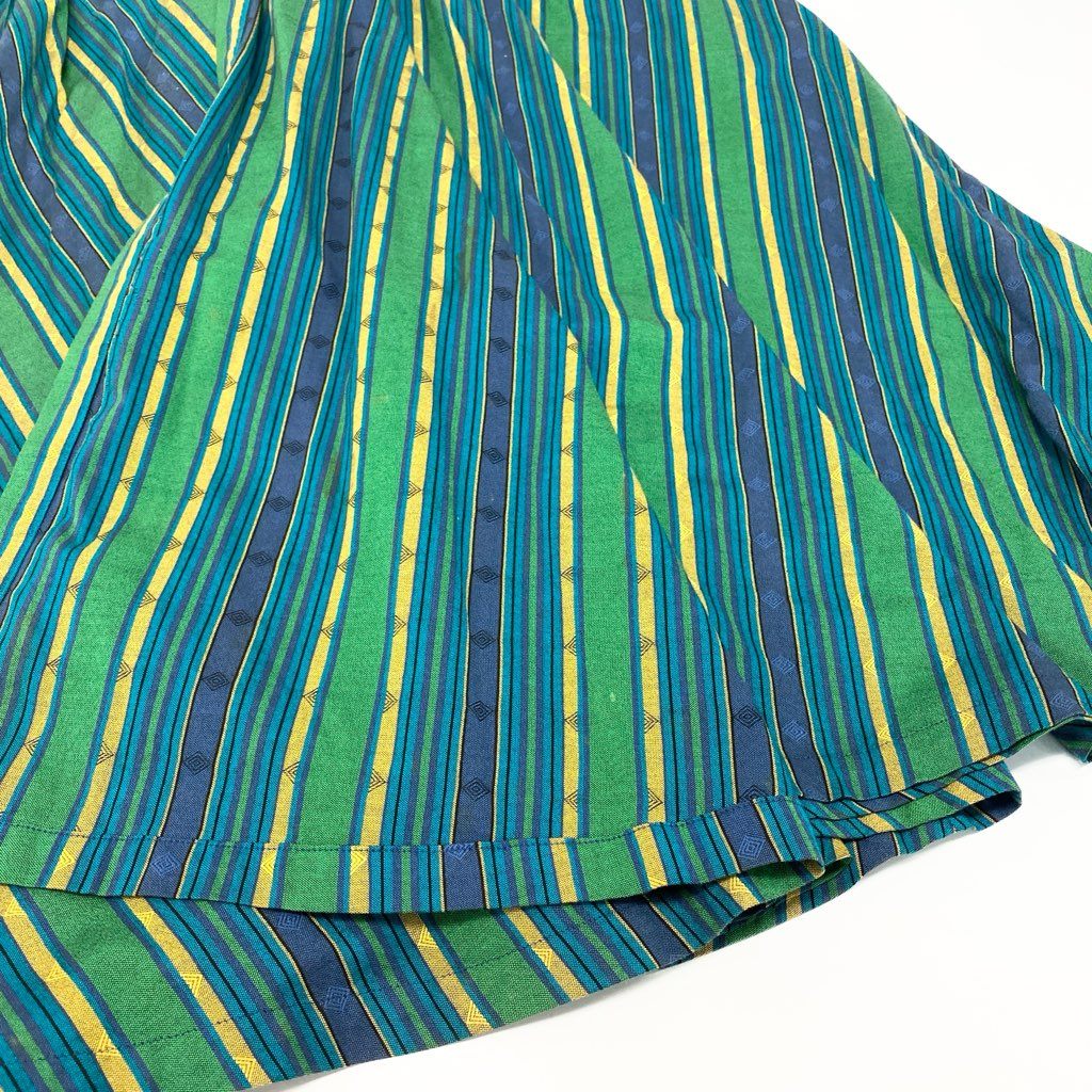 66a12 KENZO ケンゾー vintage ヴィンテージコ ロングコート ガウンコート カシュクール ストライプ柄 羽織 レディース M マルチカラー コットン100％u02t