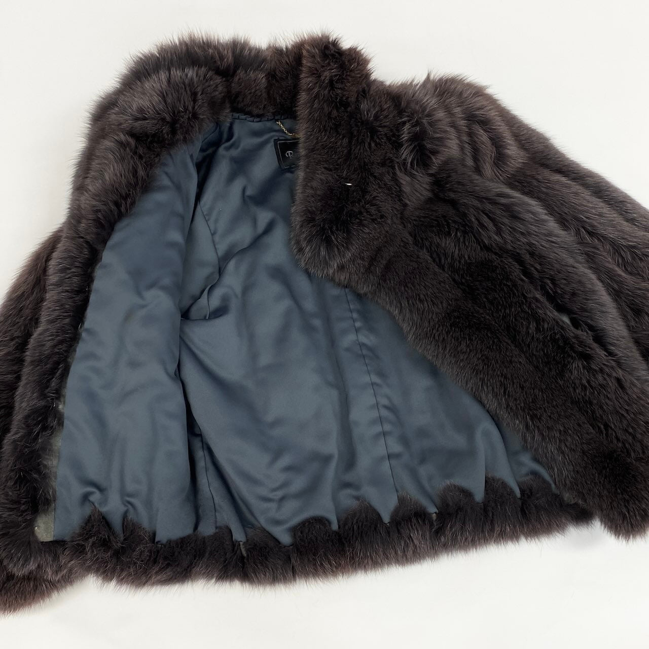 47e13 Rambulton 染め フォックス 肉厚ファーコート サイズM パープルグレー 本毛皮 Dyed Fox Fur Coatt18r